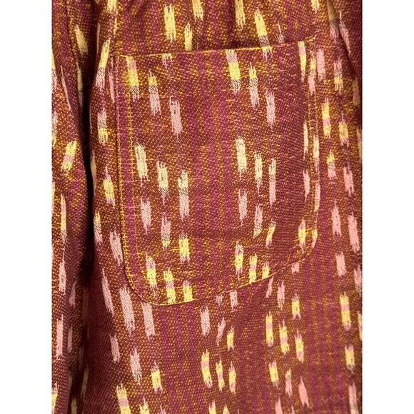 Aerie Jacquard Paperbag Waist Yellow Shock Brown Tassel Front Short SMALL NWT - Picture 6 of 10